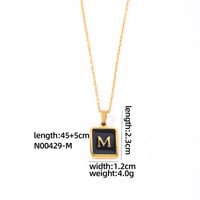 304 Stainless Steel K Gold Plated Simple Style Plating Inlay Letter Rectangle Shell Pendant Necklace sku image 11