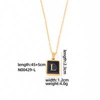 304 Stainless Steel K Gold Plated Simple Style Plating Inlay Letter Rectangle Shell Pendant Necklace sku image 10