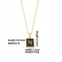 304 Stainless Steel K Gold Plated Simple Style Plating Inlay Letter Rectangle Shell Pendant Necklace sku image 12