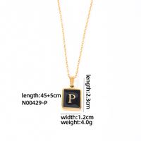 304 Stainless Steel K Gold Plated Simple Style Plating Inlay Letter Rectangle Shell Pendant Necklace sku image 14