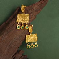 1 Paire Rétro Vêtement De Rue Géométrique Placage Incruster Acier Au Titane Zircon Plaqué Or 18k Boucles D'oreilles main image 8