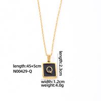 304 Stainless Steel K Gold Plated Simple Style Plating Inlay Letter Rectangle Shell Pendant Necklace sku image 15