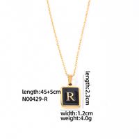 304 Stainless Steel K Gold Plated Simple Style Plating Inlay Letter Rectangle Shell Pendant Necklace sku image 16