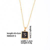 304 Stainless Steel K Gold Plated Simple Style Plating Inlay Letter Rectangle Shell Pendant Necklace sku image 17