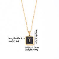 304 Stainless Steel K Gold Plated Simple Style Plating Inlay Letter Rectangle Shell Pendant Necklace sku image 18
