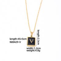304 Stainless Steel K Gold Plated Simple Style Plating Inlay Letter Rectangle Shell Pendant Necklace sku image 20