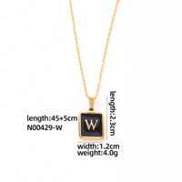 304 Stainless Steel K Gold Plated Simple Style Plating Inlay Letter Rectangle Shell Pendant Necklace sku image 21