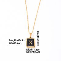 304 Stainless Steel K Gold Plated Simple Style Plating Inlay Letter Rectangle Shell Pendant Necklace sku image 22