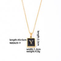304 Stainless Steel K Gold Plated Simple Style Plating Inlay Letter Rectangle Shell Pendant Necklace sku image 23