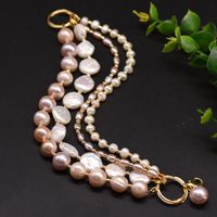 Retro Round Freshwater Pearl Copper Plating Gold Plated Bracelets main image 1