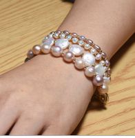 Retro Round Freshwater Pearl Copper Plating Gold Plated Bracelets main image 3