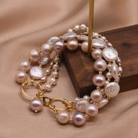 Retro Round Freshwater Pearl Copper Plating Gold Plated Bracelets sku image 15