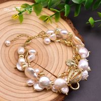 Retro Round Freshwater Pearl Copper Plating Gold Plated Bracelets sku image 12