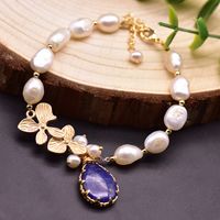 Retro Round Freshwater Pearl Copper Plating Gold Plated Bracelets sku image 4