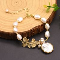 Retro Round Freshwater Pearl Copper Plating Gold Plated Bracelets sku image 3