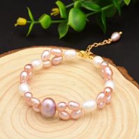 Retro Round Freshwater Pearl Copper Plating Gold Plated Bracelets sku image 8