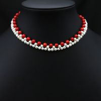 Élégant Géométrique Le Cuivre Placage Incruster Perle Plaqué Or 18k Collier sku image 15