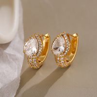 1 Pair Basic Classic Style Geometric Owl Plating Inlay Copper Zircon 18k Gold Plated Hoop Earrings main image 1