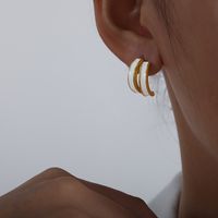 1 Pair Sweet Simple Style Korean Style Geometric Enamel Plating Titanium Steel 18k Gold Plated Ear Studs main image 3