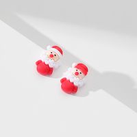 1 Pair Cute Christmas Sweet Christmas Tree Santa Claus Christmas Socks Stoving Varnish Resin Ear Studs main image 2