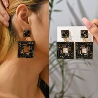 1 Pair Lady Square Artificial Gemstones Drop Earrings main image 8