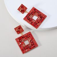 1 Pair Lady Square Artificial Gemstones Drop Earrings sku image 1