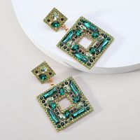1 Pair Lady Square Artificial Gemstones Drop Earrings sku image 2