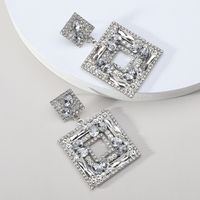 1 Pair Lady Square Artificial Gemstones Drop Earrings sku image 4
