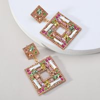 1 Pair Lady Square Artificial Gemstones Drop Earrings sku image 8