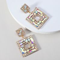 1 Pair Lady Square Artificial Gemstones Drop Earrings sku image 7