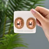 1 Pair Fashion Oval Metal Inlay Zircon Women's Ear Studs sku image 5