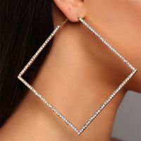 1 Pair Princess Square Plating Inlay Alloy Rhinestones Hoop Earrings main image 3