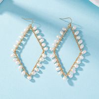 1 Pair Princess Lady Rhombus Beaded Plating Imitation Pearl Alloy Drop Earrings main image 3