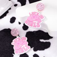 1 Pair Princess Cowboy Style Letter Plating Arylic Drop Earrings sku image 1