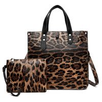 Women's Large Pu Leather Leopard Basic Streetwear Square Zipper Bag Sets Handbag Crossbody Bag sku image 1