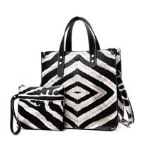 Women's Large Pu Leather Leopard Basic Streetwear Square Zipper Bag Sets Handbag Crossbody Bag sku image 3
