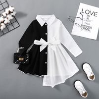 Cute Simple Style Color Block Cotton Girls Dresses sku image 1