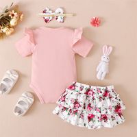 Simple Style Flower Printing Cotton Girls Clothing Sets main image 5