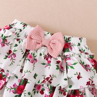 Simple Style Flower Printing Cotton Girls Clothing Sets main image 2