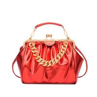 Women's Small Pu Leather Solid Color Basic Streetwear Shell Lock Clasp Shoulder Bag Crossbody Bag Dome Bag sku image 5