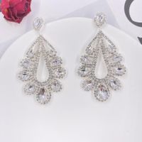 1 Pair Elegant Water Droplets Plating Inlay Copper Artificial Diamond Drop Earrings main image 5