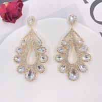 1 Pair Elegant Water Droplets Plating Inlay Copper Artificial Diamond Drop Earrings main image 2