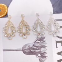 1 Pair Elegant Water Droplets Plating Inlay Copper Artificial Diamond Drop Earrings main image 3