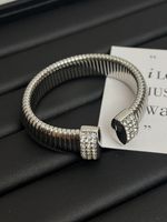 Streetwear C Shape Alloy Plating Inlay Artificial Diamond Women's Cuff Bracelets sku image 2