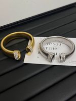 Streetwear C Shape Alloy Plating Inlay Artificial Diamond Women's Cuff Bracelets main image 4