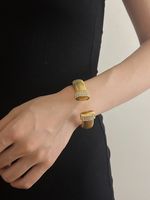 Streetwear C Shape Alloy Plating Inlay Artificial Diamond Women's Cuff Bracelets main image 3