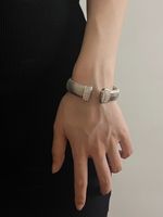 Streetwear C Shape Alloy Plating Inlay Artificial Diamond Women's Cuff Bracelets main image 1