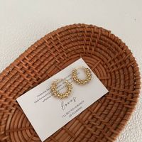 1 Pair Streetwear Ball Plating Copper Hoop Earrings sku image 1
