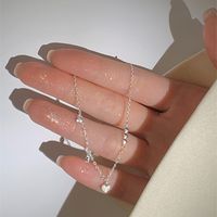 Sweet Heart Shape Sterling Silver Inlay Artificial Diamond Bracelets main image 6