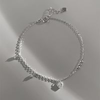Sweet Heart Shape Sterling Silver Inlay Artificial Diamond Bracelets main image 2